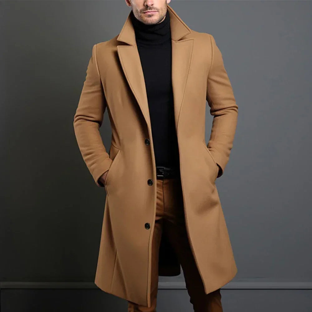 Men's Classic Tailored Overcoat - Navy, Black & Beige
