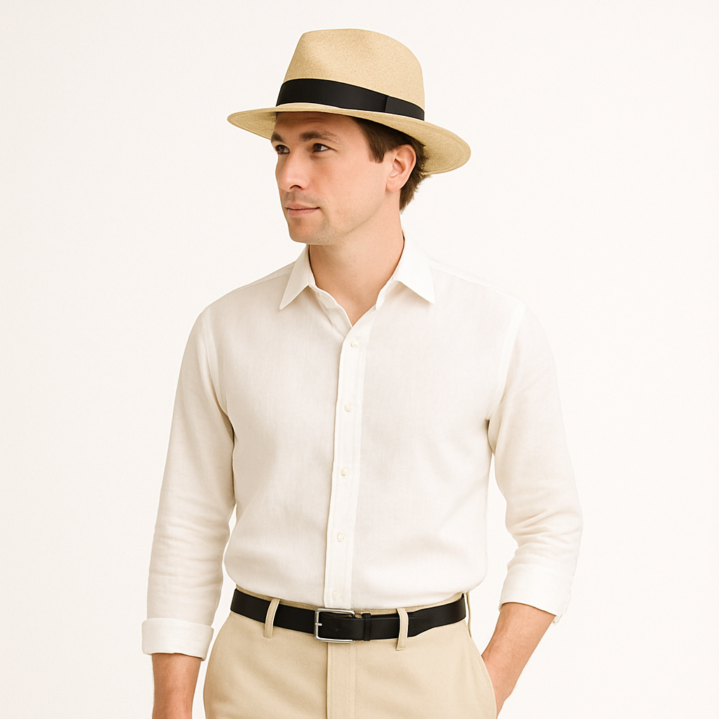 Men's Classic Wide-Brim Summer Panama Hat for Timeless Style