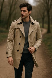 Men's Elegant Structured Fit Trench Coat - Comfortable and Stylish