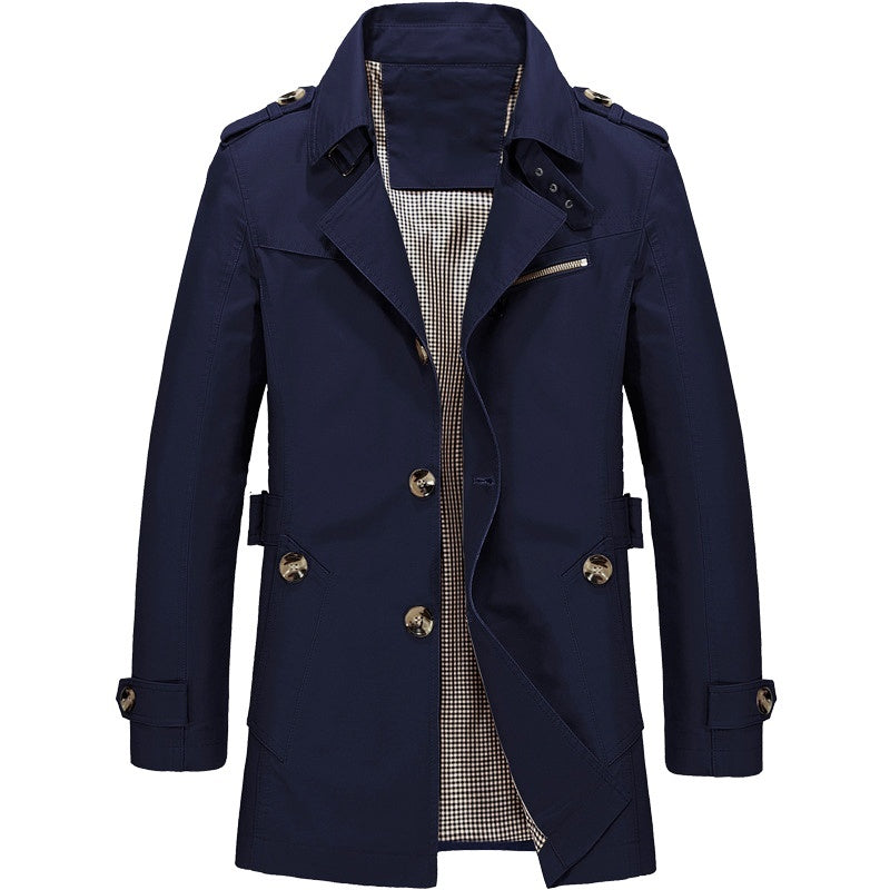 Men's Elegant Structured Fit Trench Coat - Comfortable and Stylish