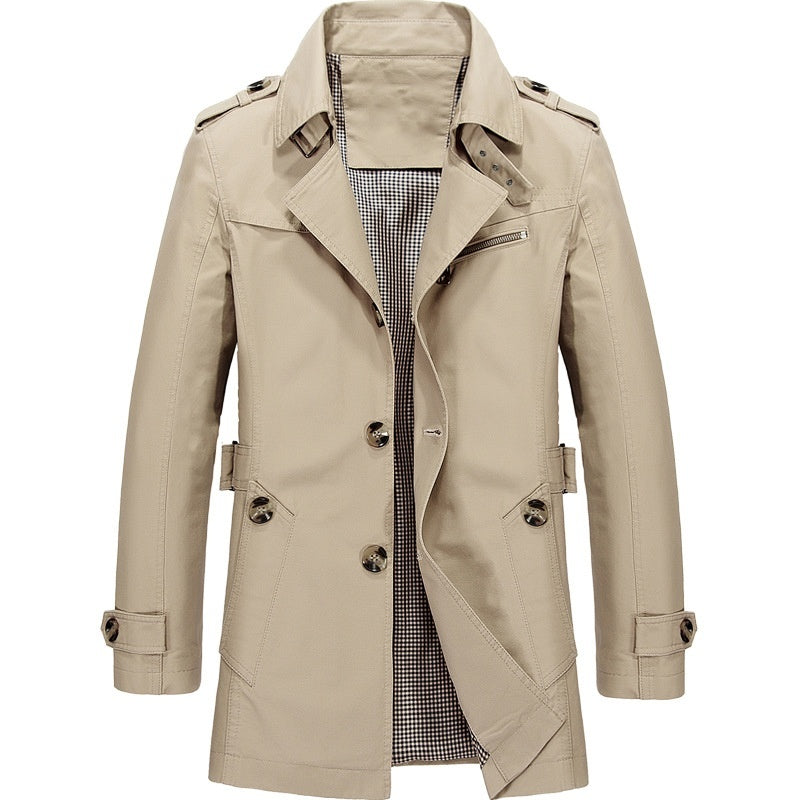 Men's Elegant Structured Fit Trench Coat - Comfortable and Stylish