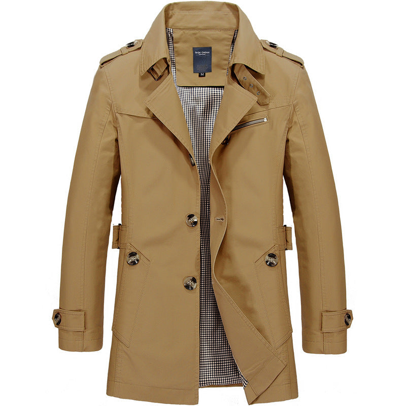 Men's Elegant Structured Fit Trench Coat - Comfortable and Stylish