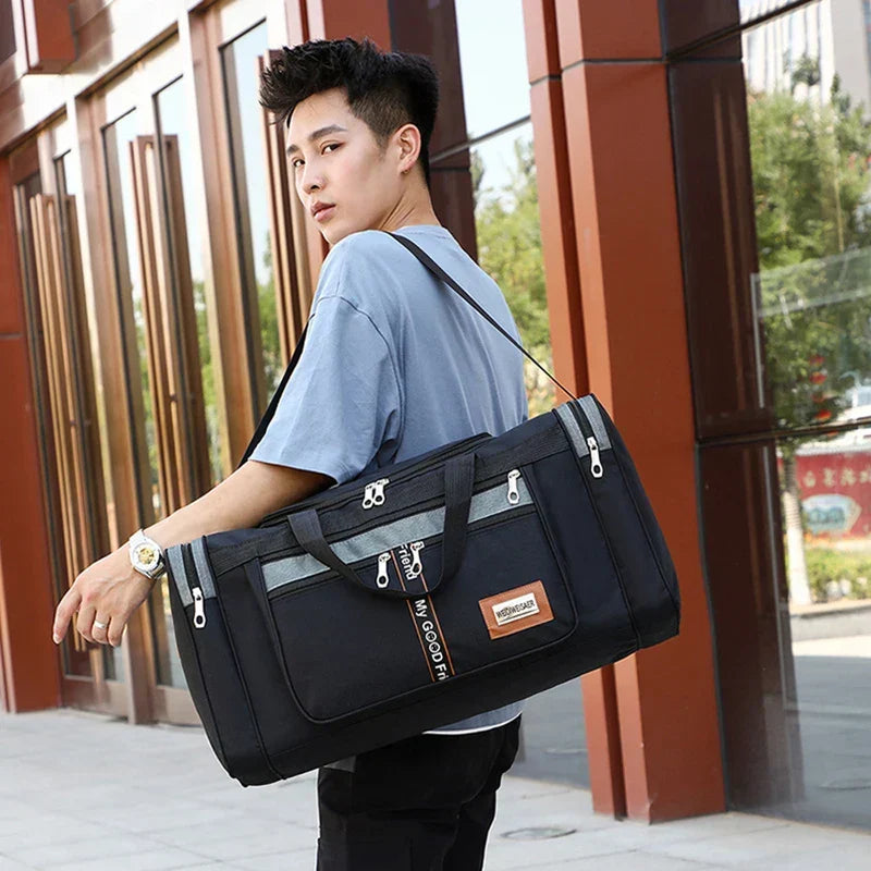 Men's Foldable Travel Bag - Large Capacity Waterproof Shoulder Bag for Business, Short Trips, Sports & Leisure