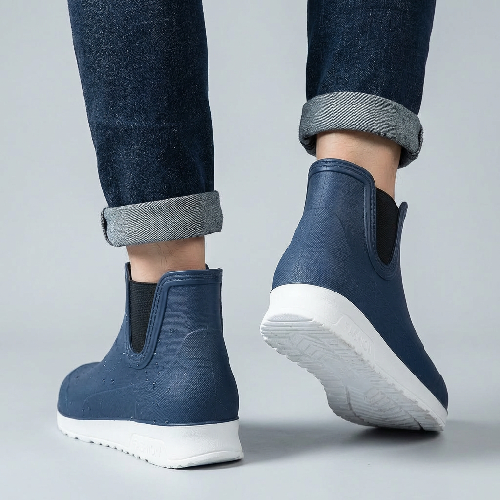 Men's Lightweight, Durable and Waterproof Slip-On Rain Boots