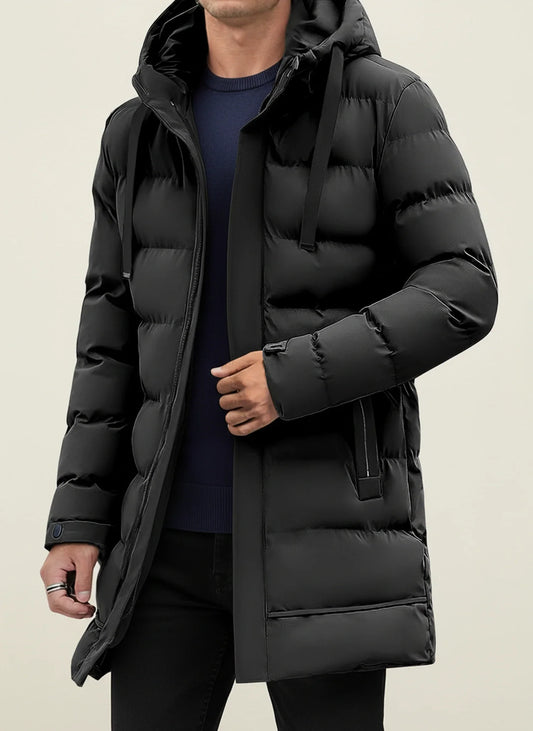 Men's Long Hooded Winter Puffer Jacket