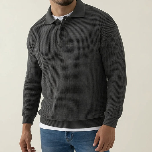 Men's Long-Sleeve Polo Sweater