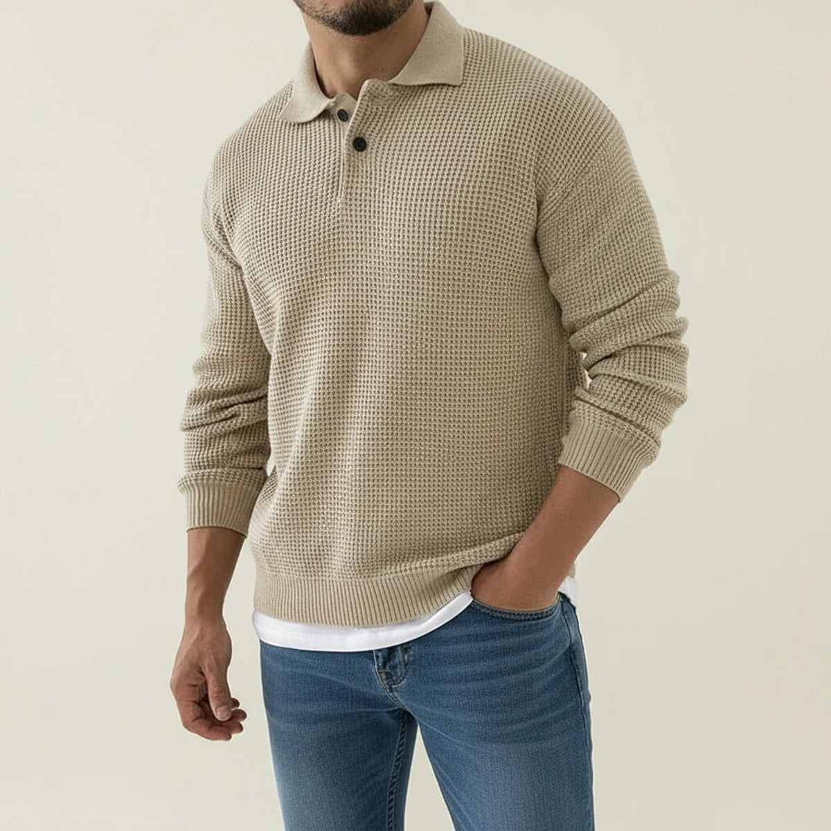 Men's Long-Sleeve Polo Sweater