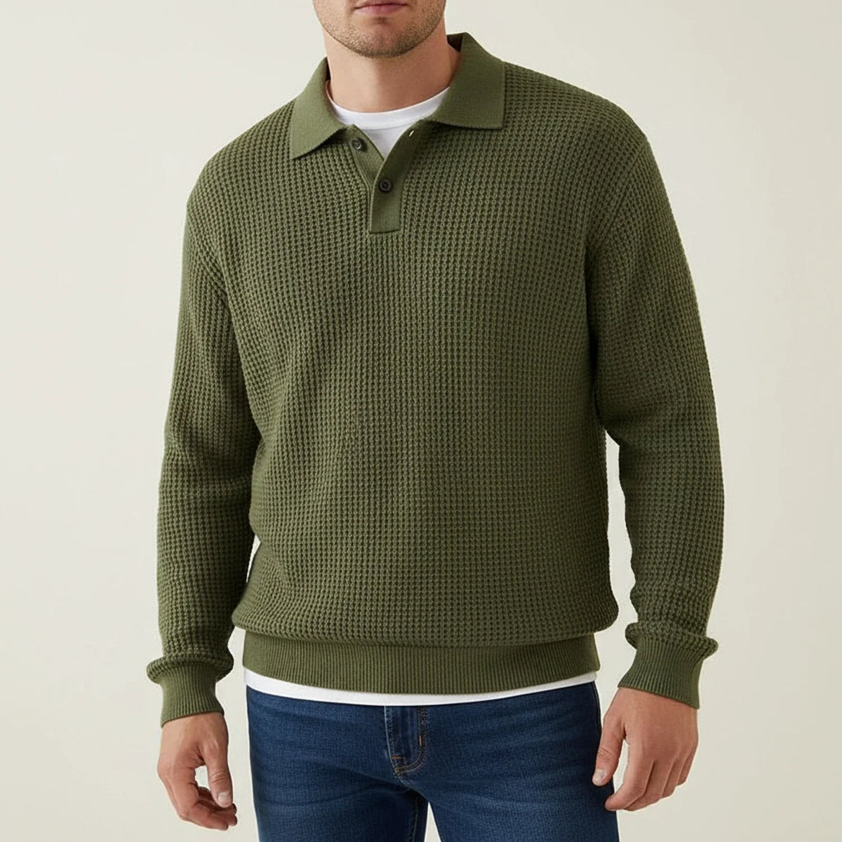 Men's Long-Sleeve Polo Sweater