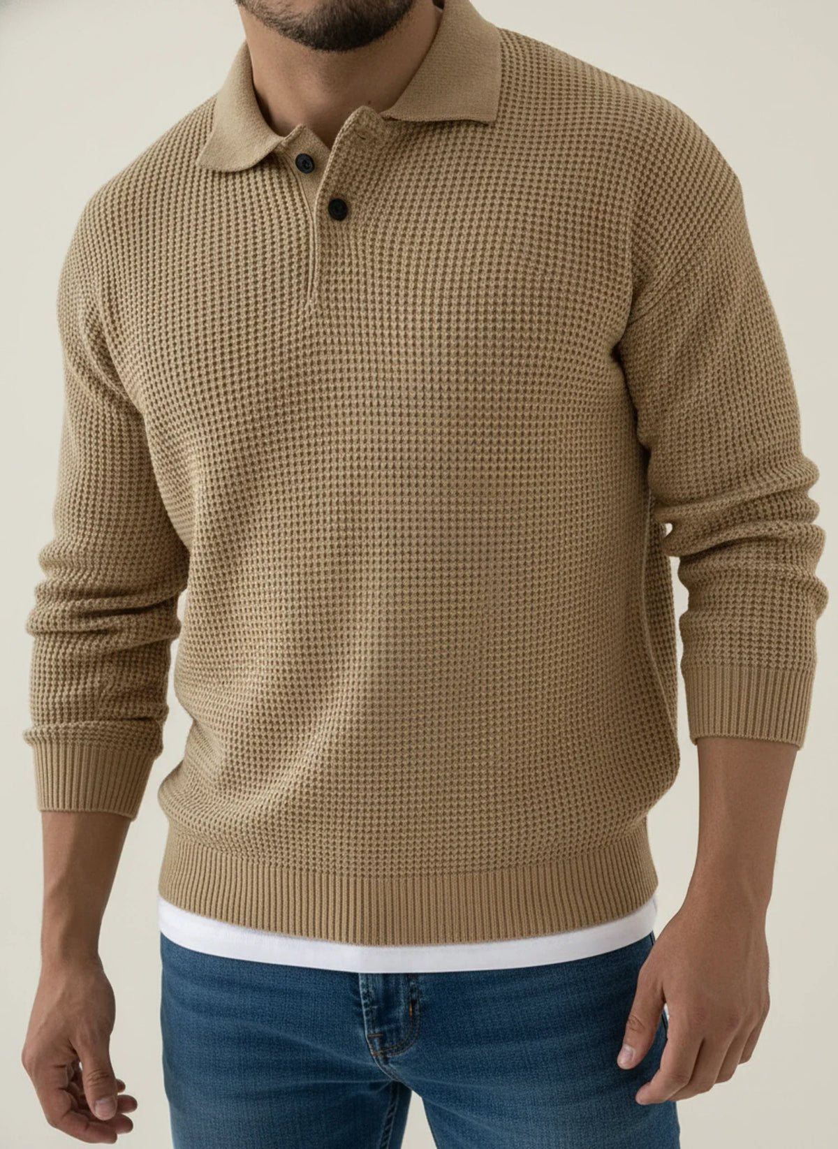 Men's Long-Sleeve Polo Sweater