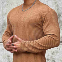 Men's Long-Sleeved Textured Pullover Sweater
