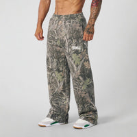 Men's Loose-Fit Camouflage Joggers with Elastic Waistband and Thigh Logo