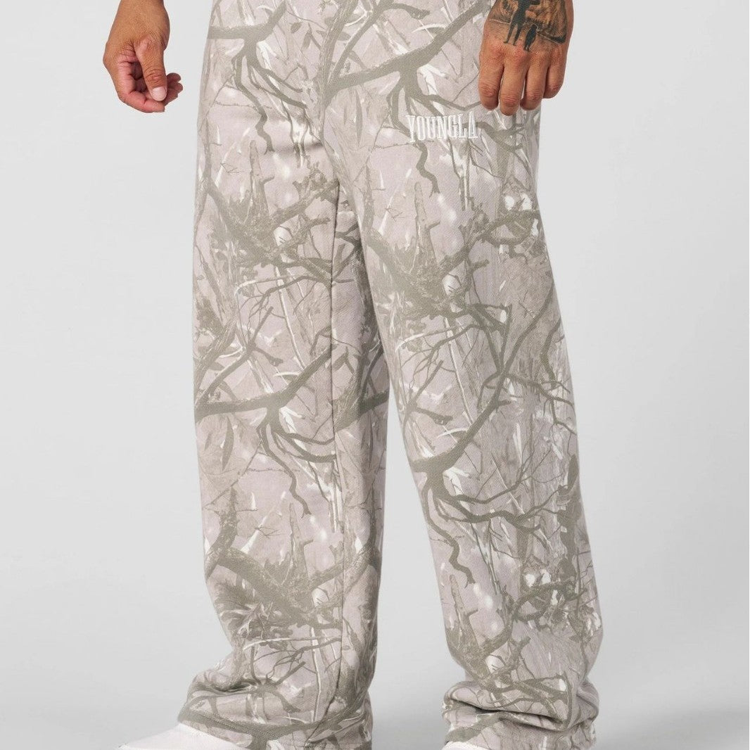 Men's Loose-Fit Camouflage Joggers with Elastic Waistband and Thigh Logo