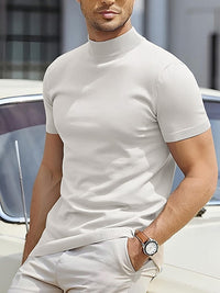 Men's Modern Casual Basic Short-Sleeve Mock Neck T-Shirt