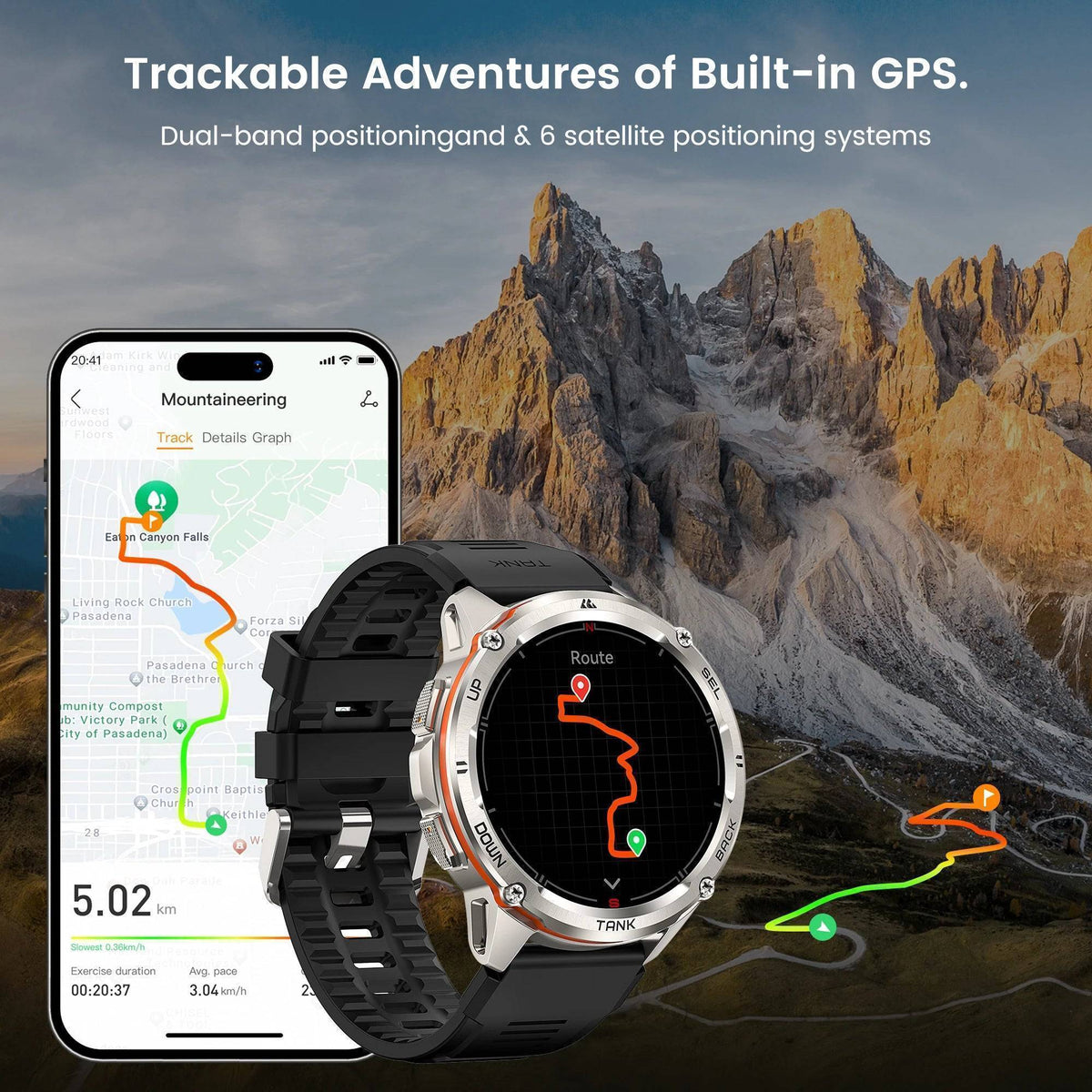 Men's Rugged GPS AMOLED Smartwatch - Fitness Tracker