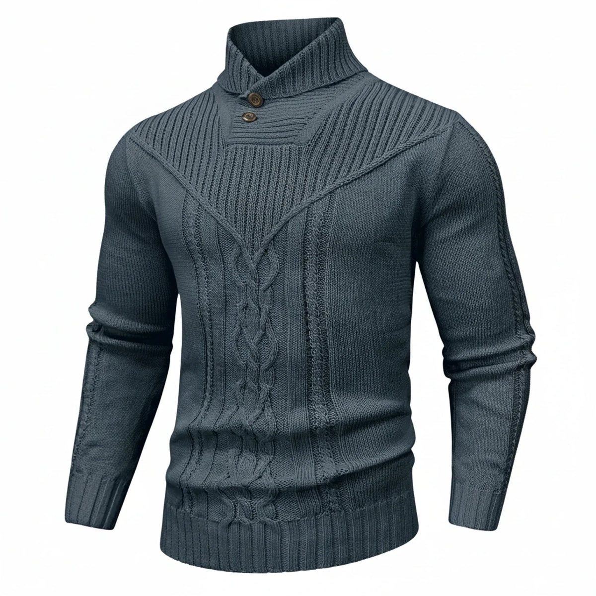 Men's Shawl Collar Cable-Knit Sweater