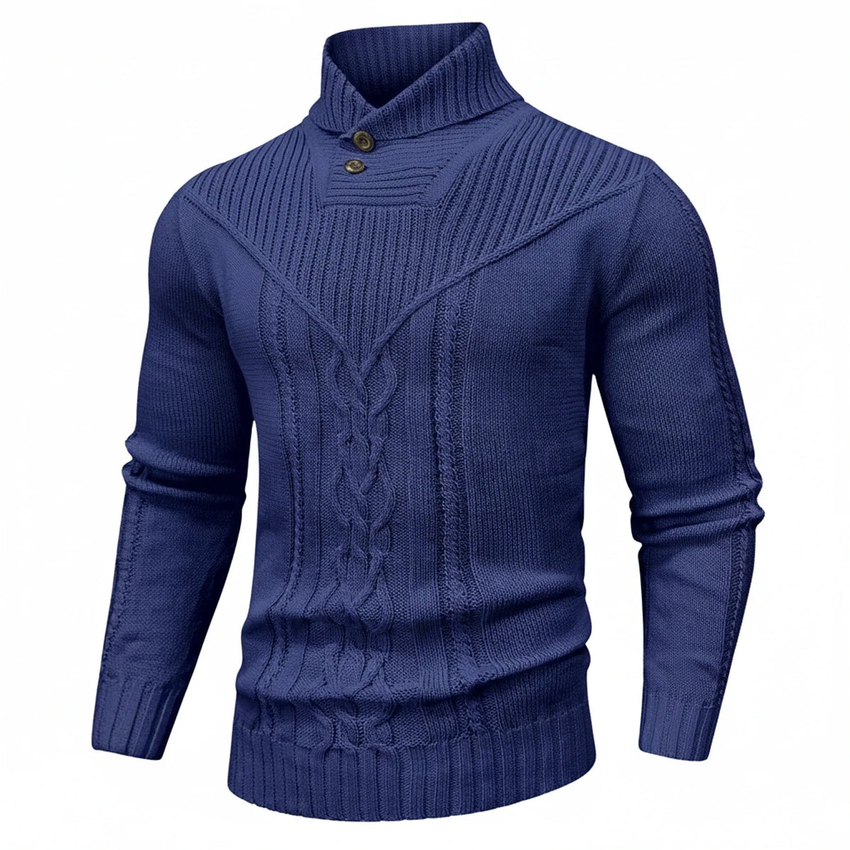 Men's Shawl Collar Cable-Knit Sweater