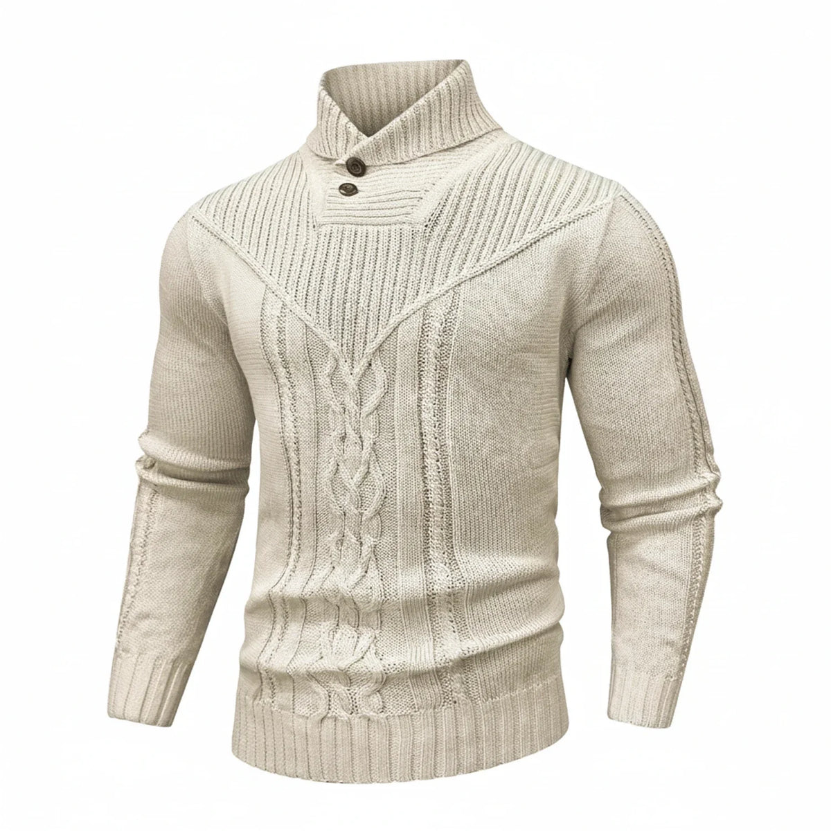 Men's Shawl Collar Cable-Knit Sweater