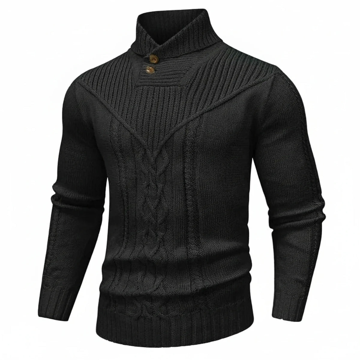 Men's Shawl Collar Cable-Knit Sweater