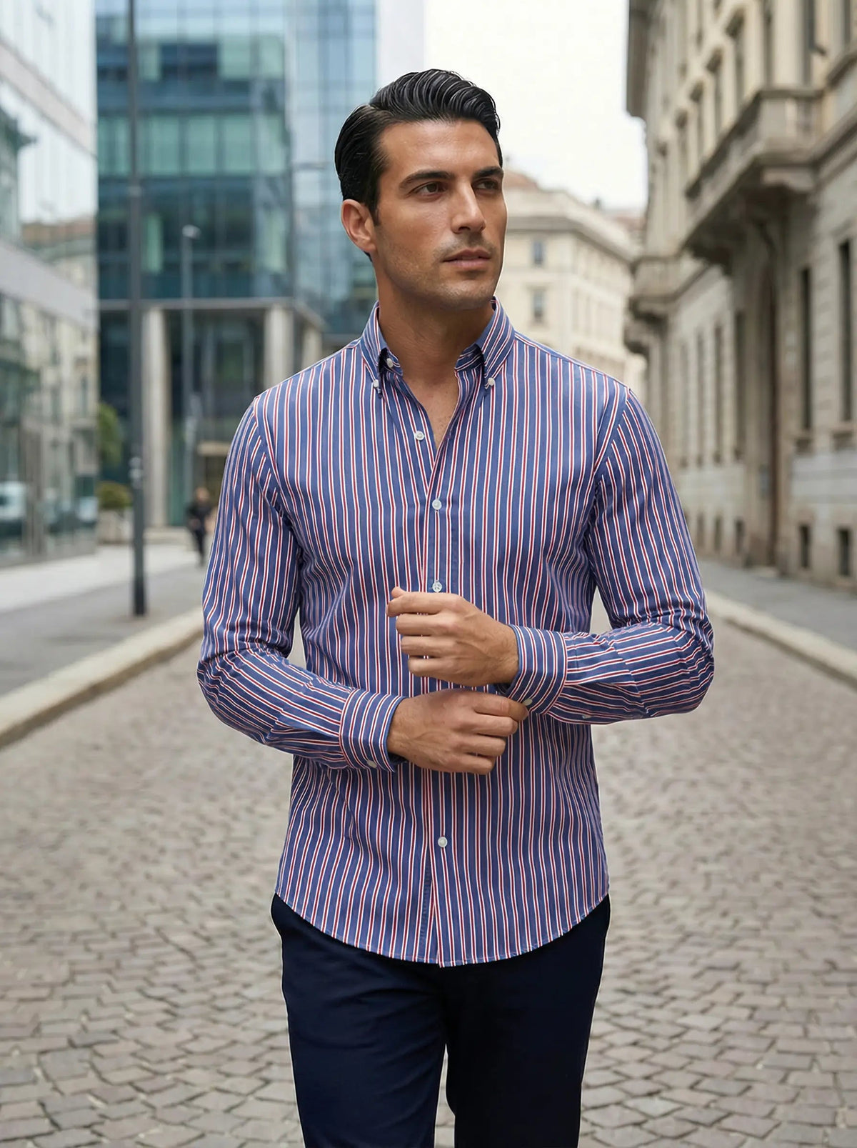 Men's Striped Button-Down Shirt
