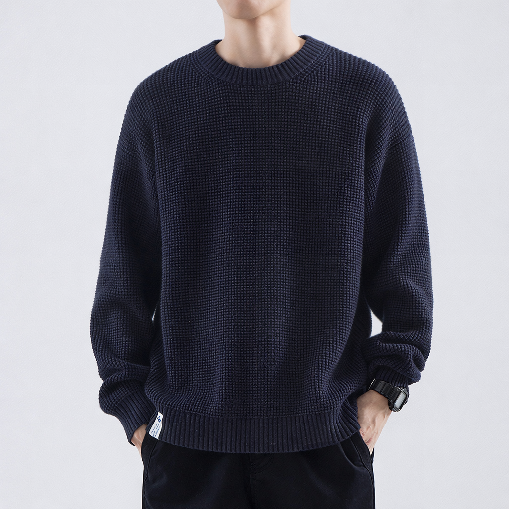 Men's Textured Crew Neck Sweater