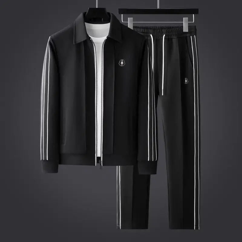 Men's Tracksuit Set with Zip-Up Jacket and Joggers