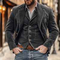 Men's Vintage Blazer and Vest Two-Piece Set