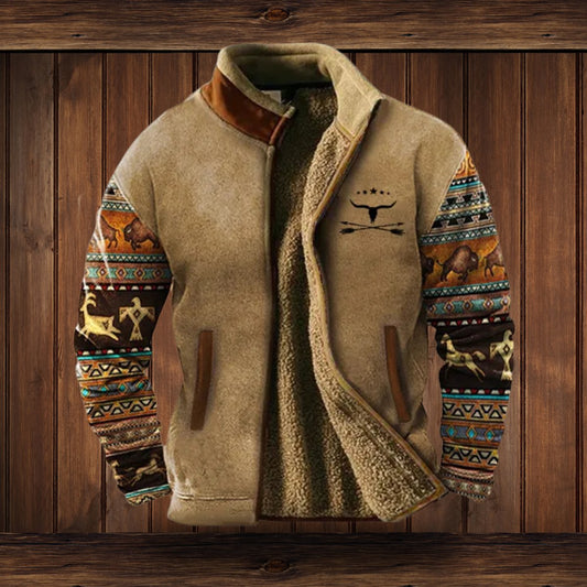 Men's Western Print Lined Full-Zip Jacket
