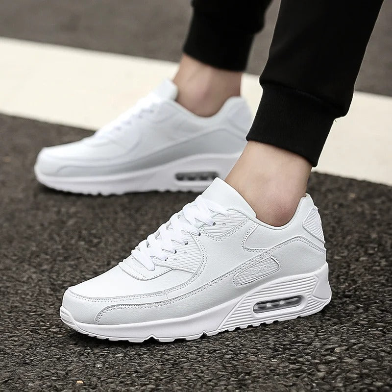 Men's White Thick-Sole Sneakers