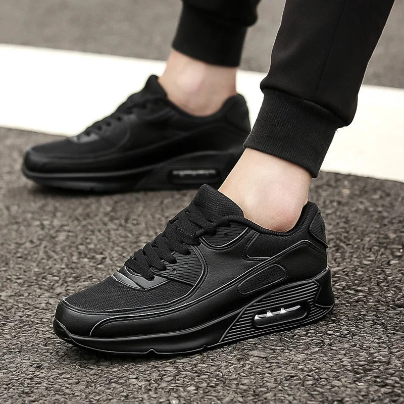 Men's White Thick-Sole Sneakers