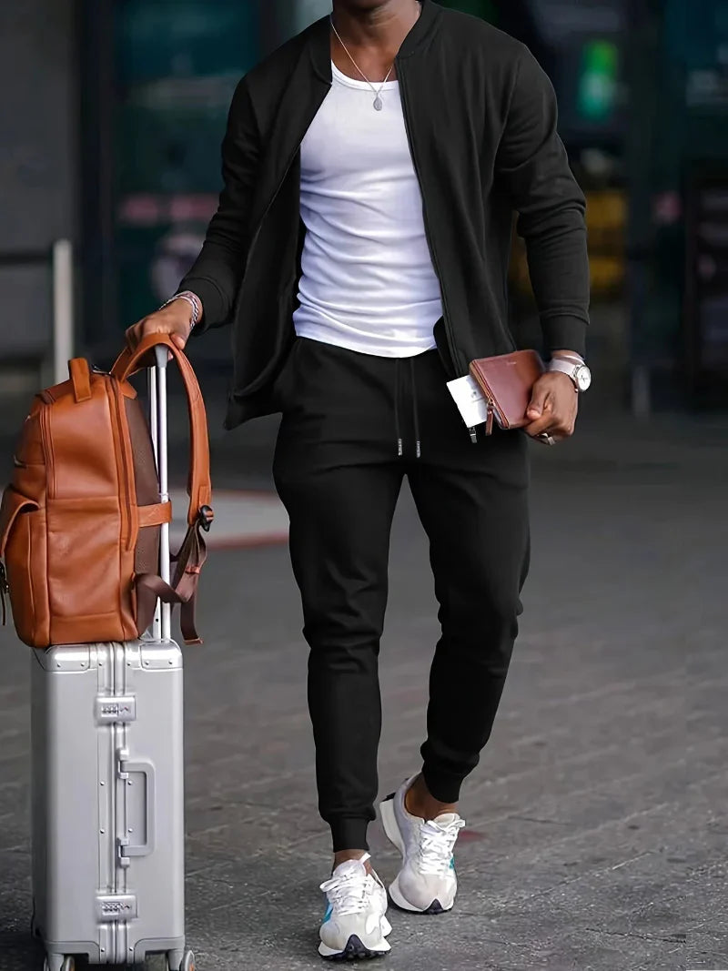 Men's Zip-Up Jacket and Pants Set