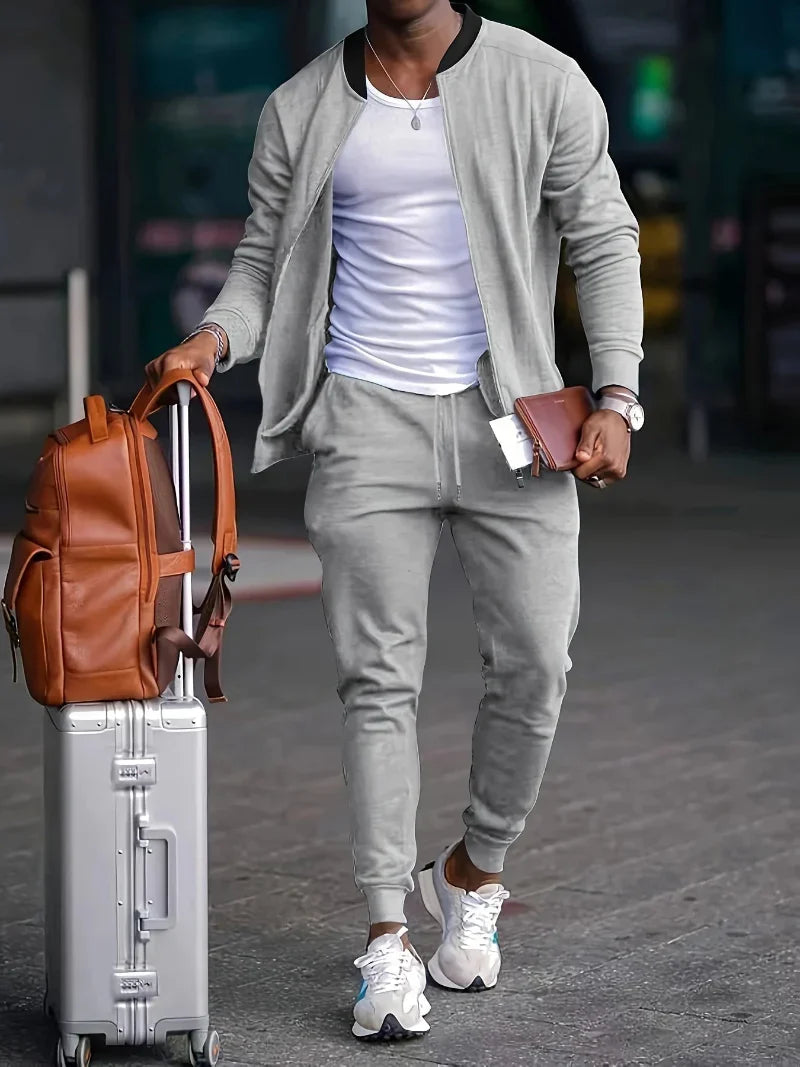 Men's Zip-Up Jacket and Pants Set