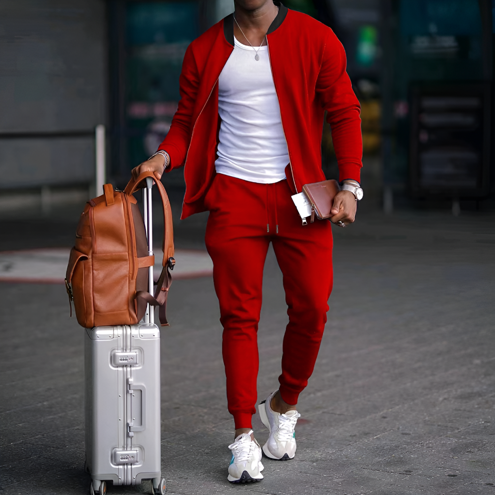 Men's Zip-Up Jacket and Pants Set