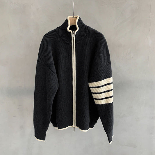 Men's Zip-Up Stand Collar Sweater