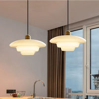 Mid-Century Modern White Glass Pendant Light