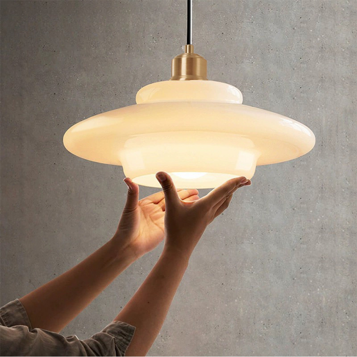 Mid-Century Modern White Glass Pendant Light