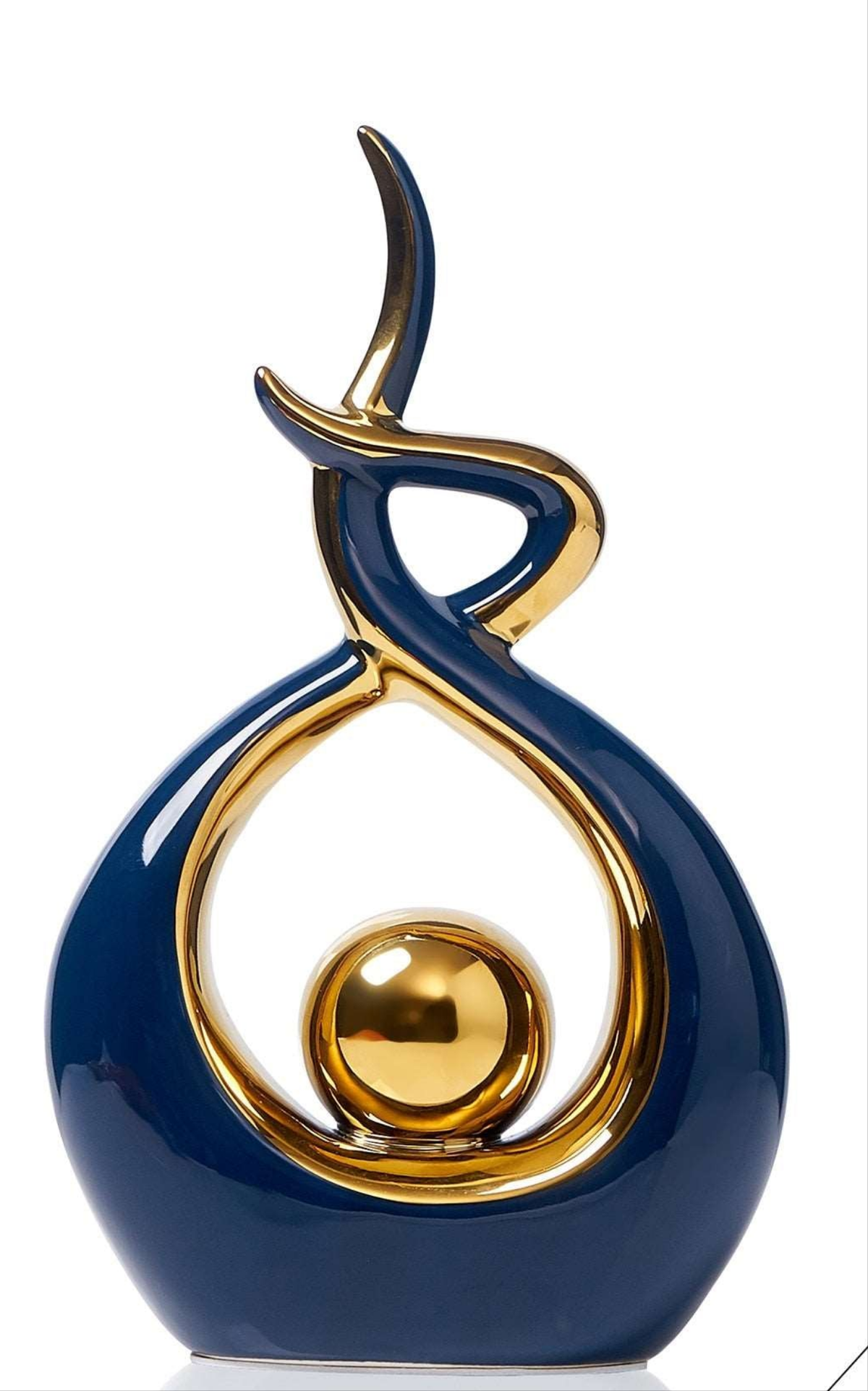 Modern Abstract Ceramic Sculpture with Gold Accents