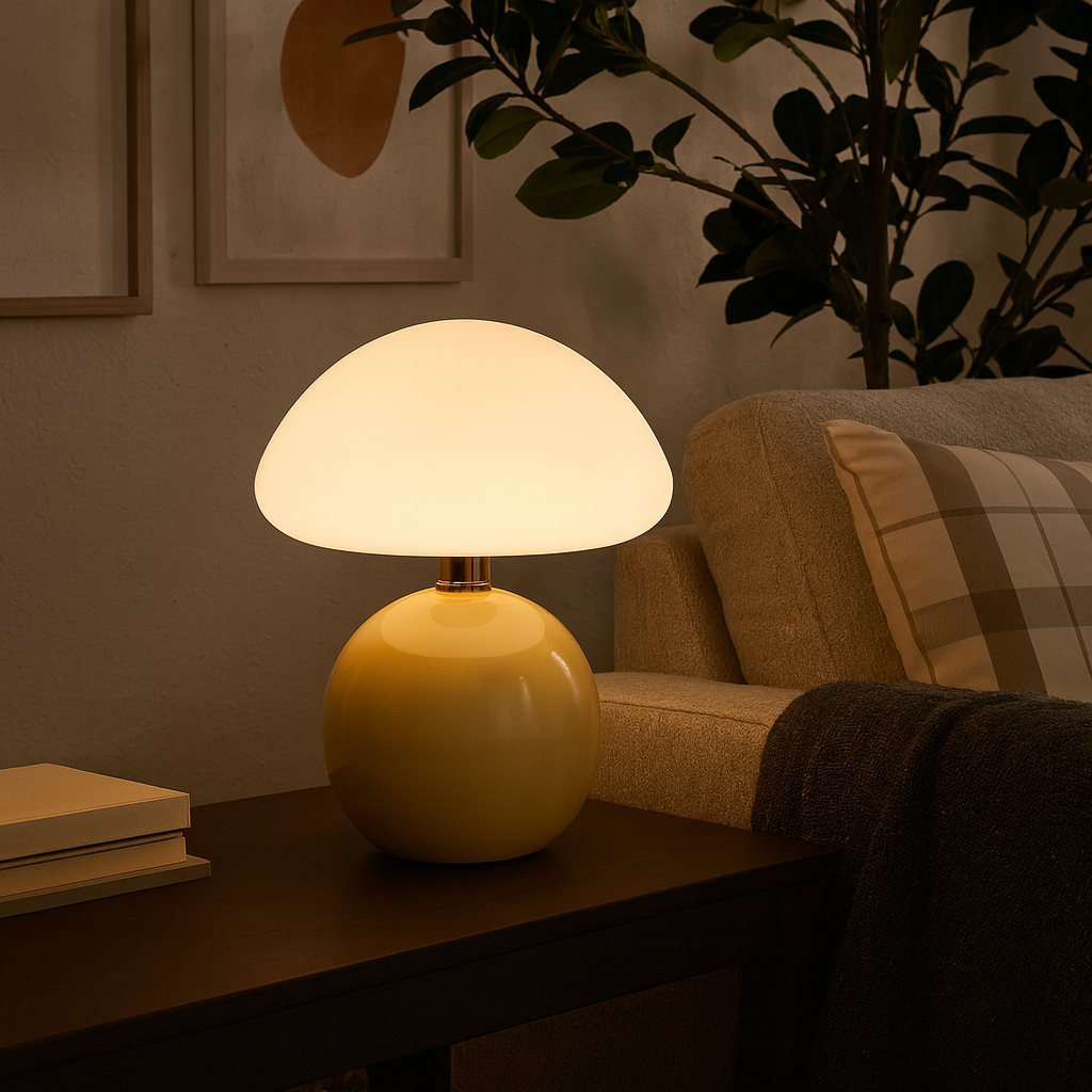 Modern Bauhaus Style Ceramic Mushroom Table Lamp