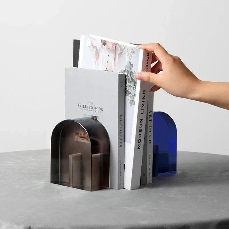 Modern Vivid Crystal Bookends for Shelf Decor