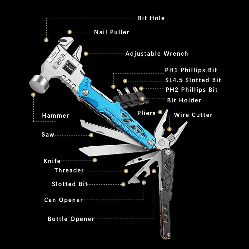 Multifunctional Stainless Steel Folding Hammer Multitool