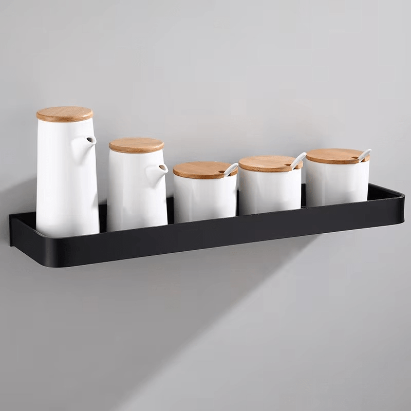 No-Drill Adhesive Wall Shower Shelf with Optional Towel Hook