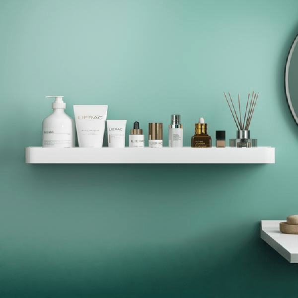 No-Drill Adhesive Wall Shower Shelf with Optional Towel Hook