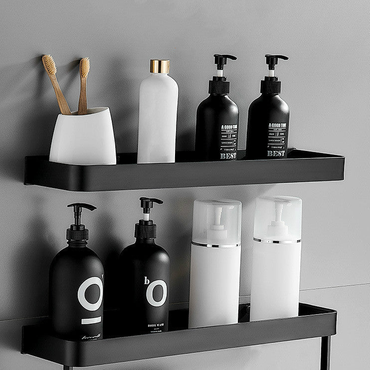 No-Drill Adhesive Wall Shower Shelf with Optional Towel Hook