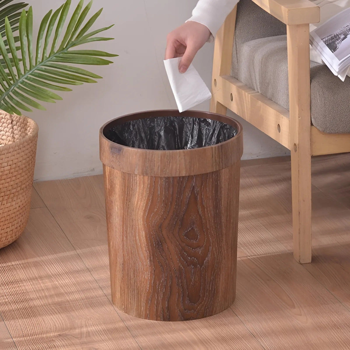 Nordic-Style Wood Finish Bin