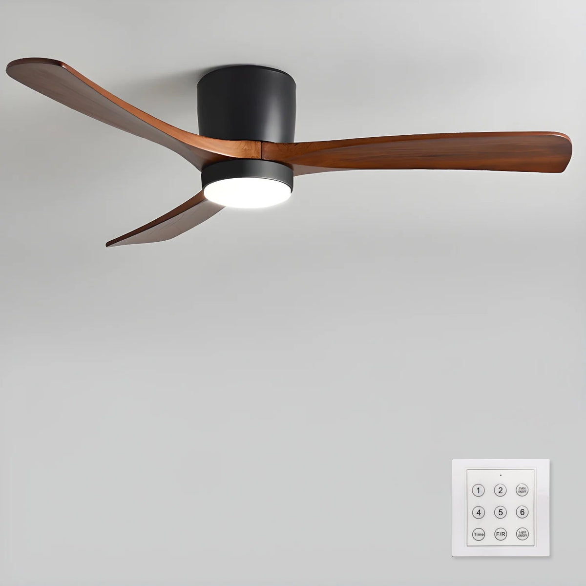 Nordic Wooden Ceiling Fan with LED Light and Remote Control