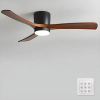 Nordic Wooden Ceiling Fan with LED Light and Remote Control