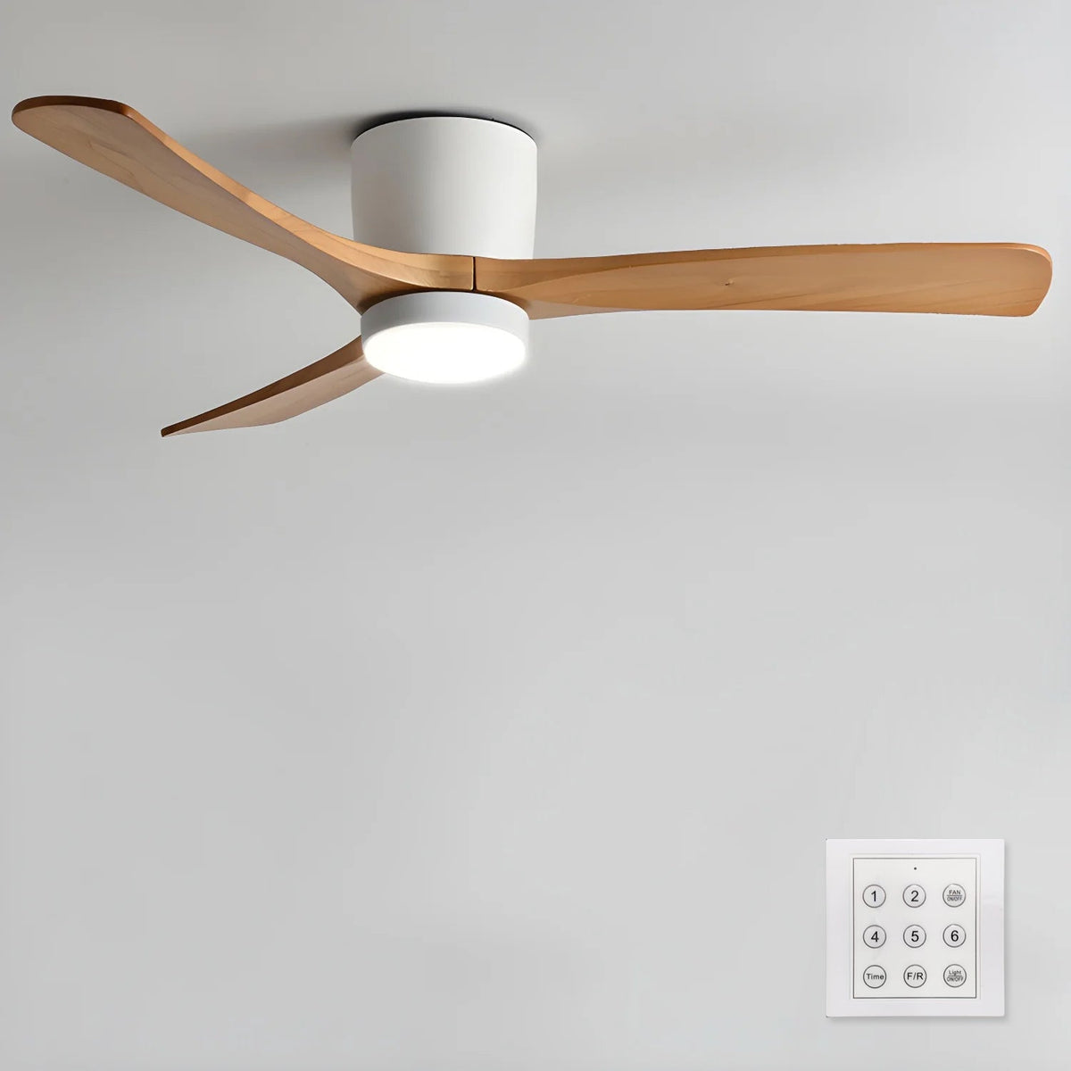 Nordic Wooden Ceiling Fan with LED Light and Remote Control
