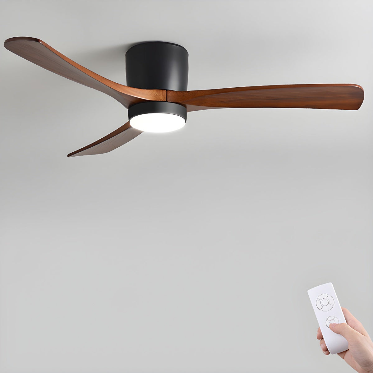 Nordic Wooden Ceiling Fan with LED Light and Remote Control