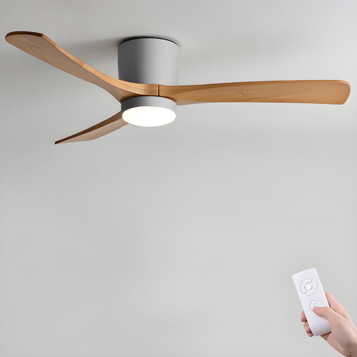 Nordic Wooden Ceiling Fan with LED Light and Remote Control