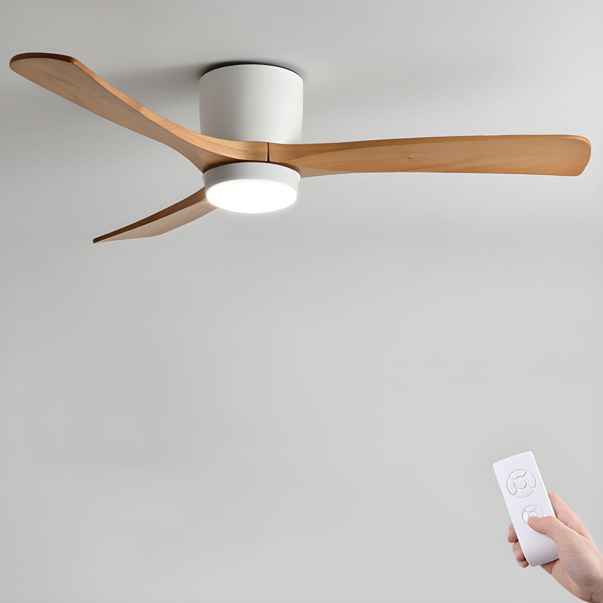 Nordic Wooden Ceiling Fan with LED Light and Remote Control