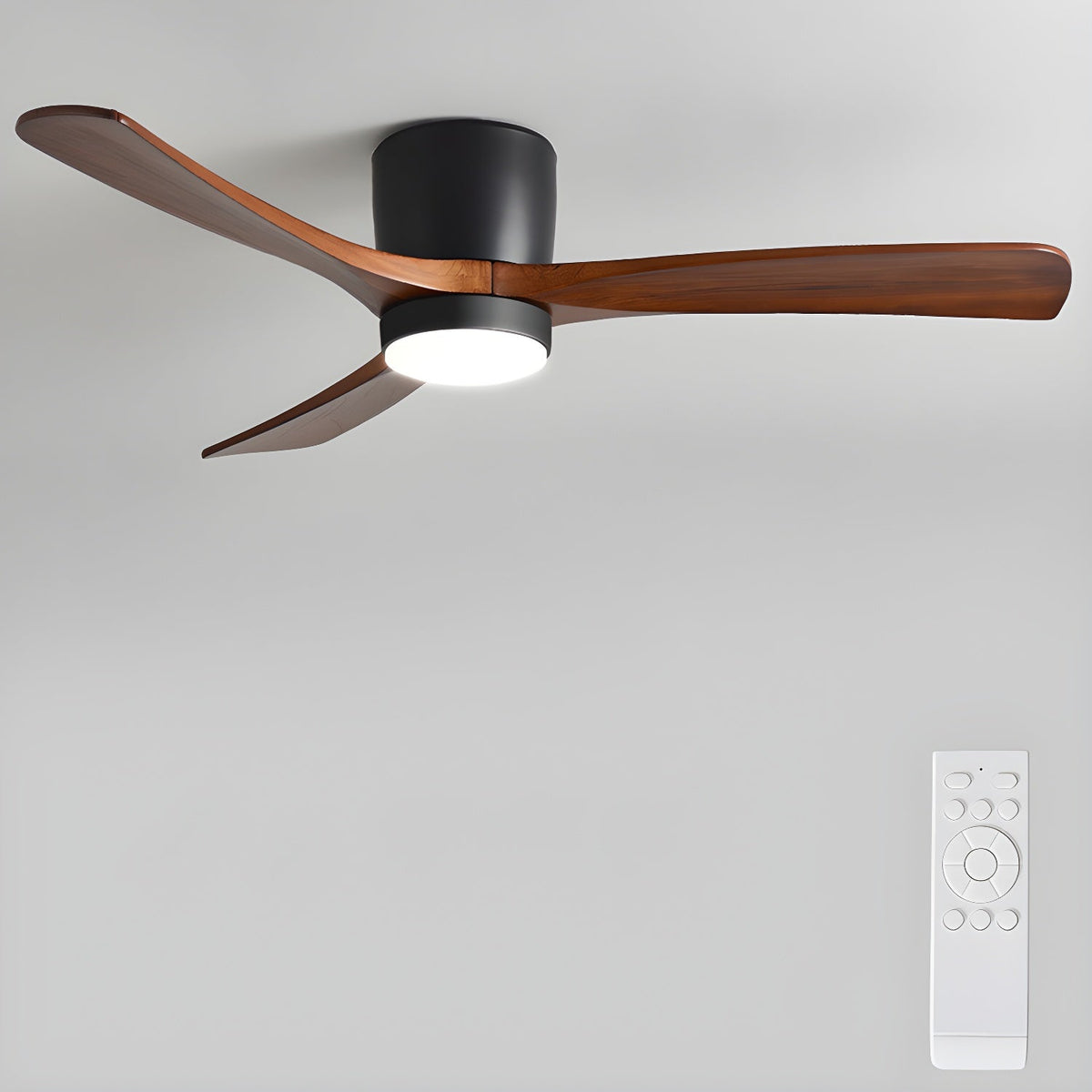 Nordic Wooden Ceiling Fan with LED Light and Remote Control